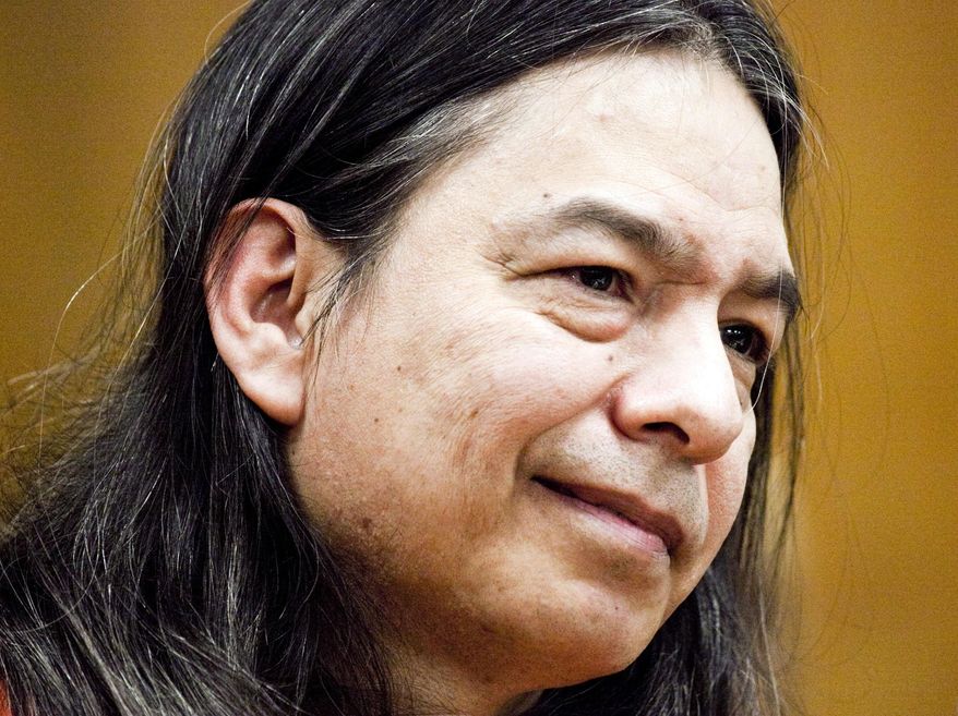 FILE - In a May 29, 2012 file photo, Daniel U. Perez appears in court at the Sedgwick County District Court, in Wichita, Kan. Jury selection begins Monday, Feb. 2, 2015, in the trial of Perez, 55, for first-degree premeditated murder of Patricia Hughes at the Valley Center compound where the group lived. Perez, who went by the false name of Lou Castro, is also accused of multiple counts of lying on insurance applications, rape, sodomy, and other crimes. (AP Photo/The Wichita Eagle, Mike Hutmacher, File)