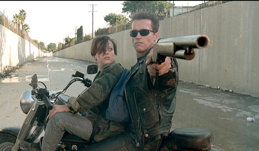 Another Schwarzenegger weapon on this list - The T800&#39;s Shotgun (Terminator 2: Judgment Day) A sawn-off, 12 gauge, lever-action M1887 Winchester shotgun. ** FILE **
