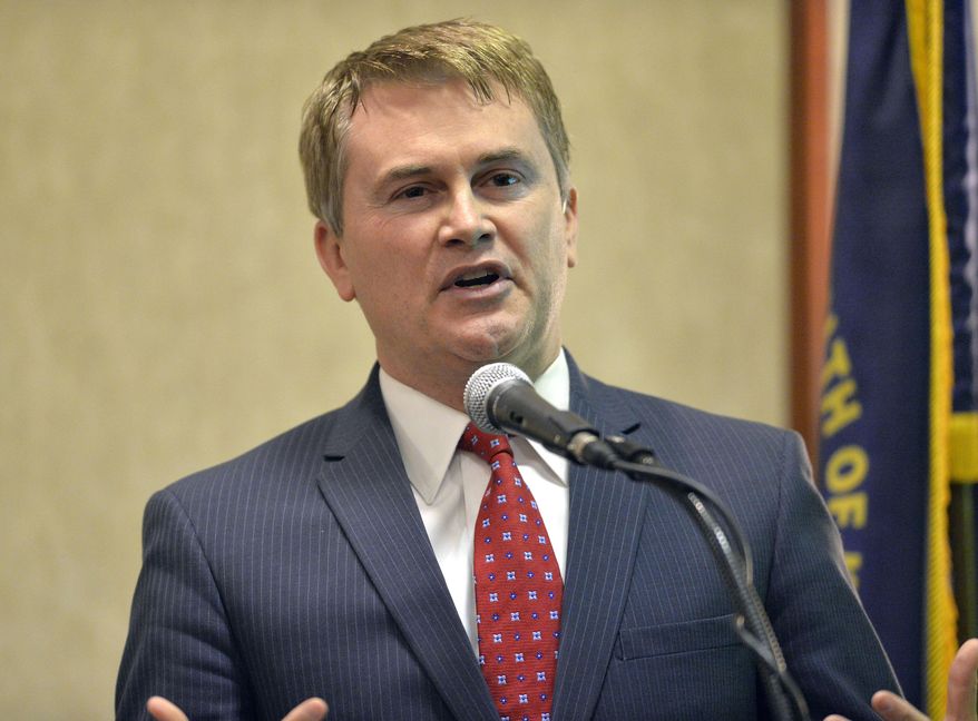 Kentucky republican gubernatorial candidate James Comer speaks before a group at the Kentucky Association of Realtors gubernatorial candidate forum, Tuesday, Feb. 3, 2015 in Lexington, Ky. Kentucky's primary is in May, and the republicans have a crowded slate with 4 candidates. (AP Photo/Timothy D. Easley)