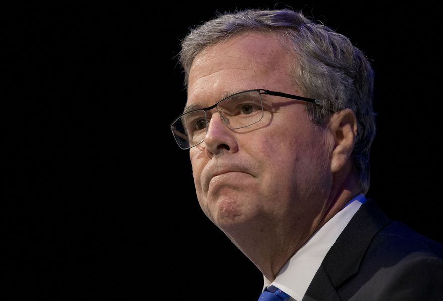 Former Florida Gov. Jeb Bush pauses while speaking at a Economic Club of Detroit meeting in Detroit Wednesday, Feb. 4, 2015. The Detroit event is the first in a series of stops that Mr. Bush&#39;s team is calling his &quot;Right to Rise&quot; tour. That&#39;s also the name of the political action committee he formed in December 2014 to allow him to explore a presidential run. (AP Photo/Paul Sancya)