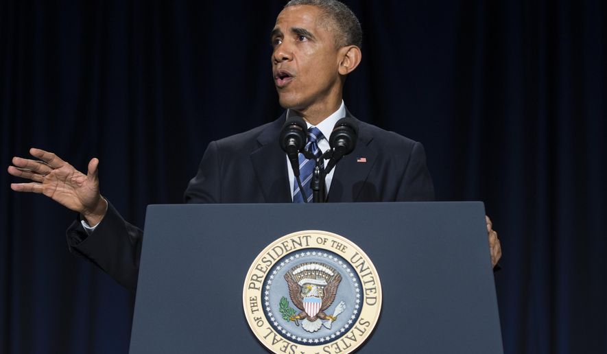 President Barack Obama speaks during the National Prayer Breakfast in Washington, Thursday, Feb. 5, 2015. The president condemned those who seek to use religion as a rationale for carrying out violence around the world, declaring Thursday that "no god condones terror." (AP Photo/Evan Vucci)