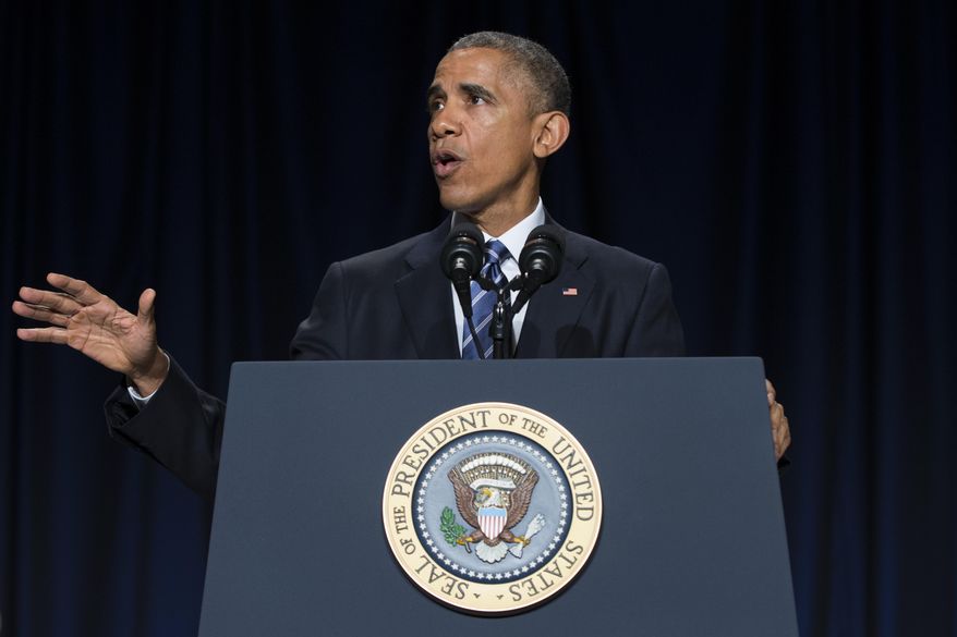 President Barack Obama speaks during the National Prayer Breakfast in Washington, Thursday, Feb. 5, 2015. The president condemned those who seek to use religion as a rationale for carrying out violence around the world, declaring Thursday that "no god condones terror." (AP Photo/Evan Vucci)