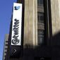 This Nov. 4, 2013, file photo shows the sign outside of Twitter headquarters in San Francisco. (AP Photo/Jeff Chiu, File)