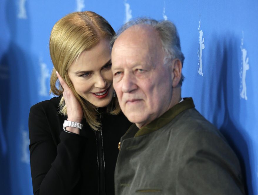 Actress Nicole Kidman and director Werner Herzog pose during the photo call for the film Queen of The Desert at the 2015 Berlinale Film Festival in Berlin Friday, Feb. 6, 2015. (AP Photo/Michael Sohn)