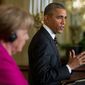President Obama and German Chancellor Angela Merkel are taking opposing tacks on Ukraine&#39;s ongoing faceoff with Russia, with Mr. Obama taking a hard-line stance and Mrs. Merkel seeking a diplomatic solution. (Associated Press)