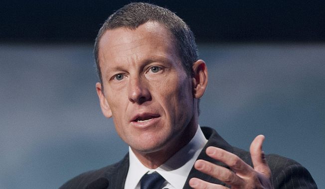 In this Aug. 29, 2012 file photo, Lance Armstrong speaks to delegates at the World Cancer Congress in Montreal. A three-man arbitration panel has ordered Armstrong and Tailwind Sports to pay $10 million in a fraud dispute with SCA Promotions, the promotions company announced Monday, Feb. 16, 2015. (AP Photo/The Canadian Press, Graham Hughes, File)