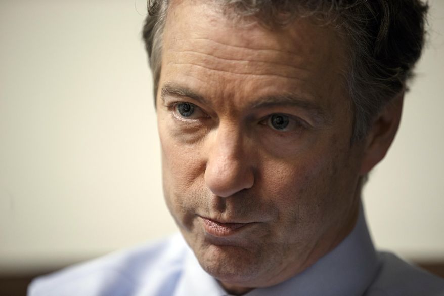 In this photo taken Feb. 10, 2015, Sen. Rand Paul, R-Ky. speaks in his office on Capitol Hill in Washington. As Paul eyes a presidential race, he may face questions about several dubious or refuted statements he has made. The topics include vaccine safety, aid to Israel, his college degree and a fellow senator's visit to Syria. (AP Photo/J. Scott Applewhite)