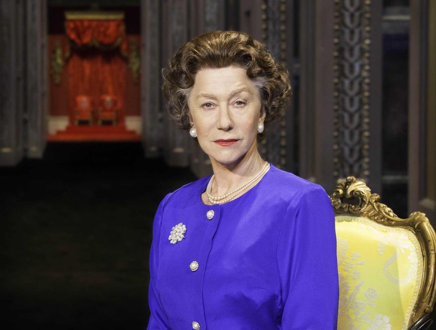 FILE - This undated file image released by Boneau/Bryan-Brown shows Helen Mirren as Queen Elizabeth II in a promotional photo for Peter Morgan’s play "The Audience," directed by two-time Tony Award winner Stephen Daldry. Mirren will star in “The Audience” on Broadway, with previews in New York starting on Feb. 17, 2015. The show will run through June at the Gerald Schoenfeld Theatre. (AP Photo/Boneau/Bryan-Brown, Johan Persson, File)