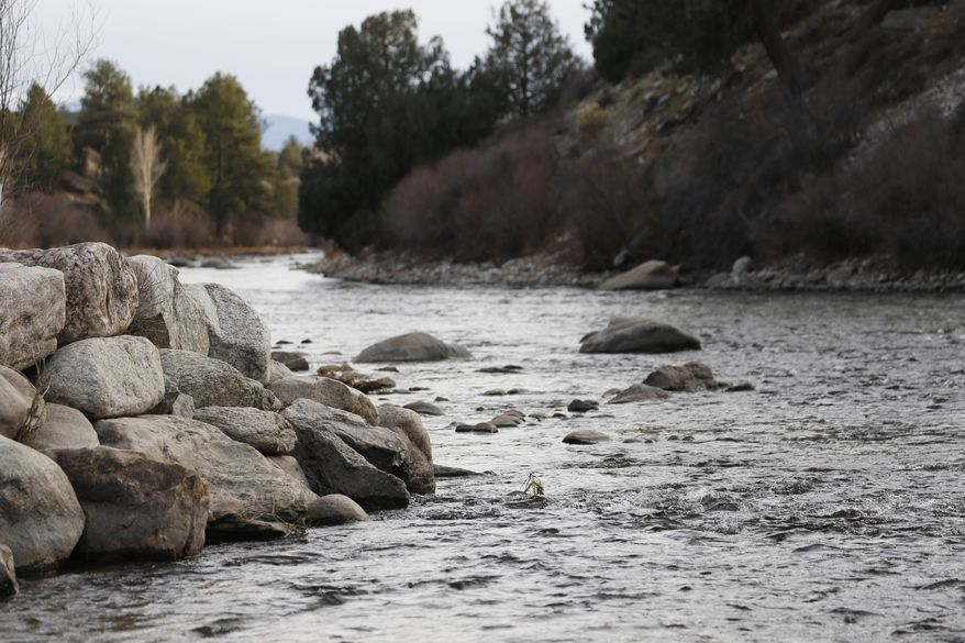 Arkansas River flows through the proposed national monument in Browns Canyon north of the town of Salida, Colo., in the state&#x27;s southwestern mountains on Dec. 6, 2014. (Associated Press) **FILE**