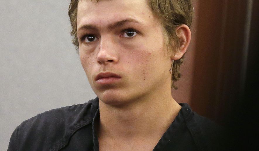 Erich Nowsch Jr. appears in a Las Vegas courtroom for his initial court appearance Monday, Feb. 23, 2015, in Las Vegas. Nowsch remains jailed following his arrest Friday on murder, attempted murder and other charges in the Feb. 12 shooting that fatally wounded 44-year-old Tammy Meyers outside her home. (AP Photo/Isaac Brekken)