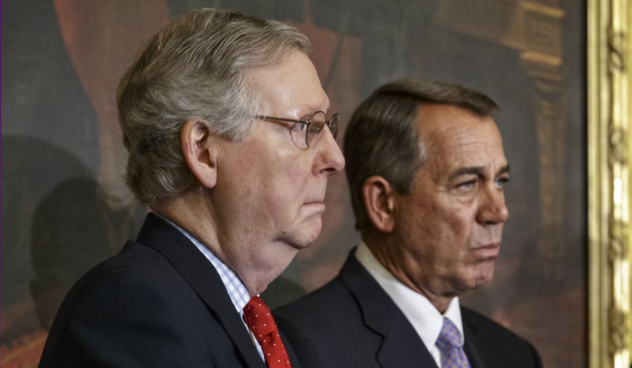 Senate Majority Leader Mitch McConnell and House Speaker John A. Boehner have tussled with their right flank over how best to advance a conservative agenda at the Capitol. (Associated Press) **FILE**