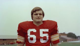 Defensive end Dave Butz (65) of the Washington Redskins is shown in this 1975 photo. Exact date and location are unknown. (AP Photo)