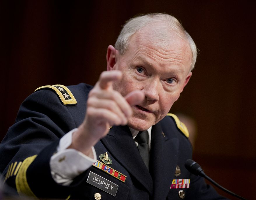 Joint Chiefs Chairman Gen. Martin Dempsey testifies on Capitol Hill in Washington, Tuesday, March 3, 2015, before the Senate Armed Services Committee hearing to review the defense authorization request for fiscal 2016 and the future years defense program.   (AP Photo/Manuel Balce Ceneta)