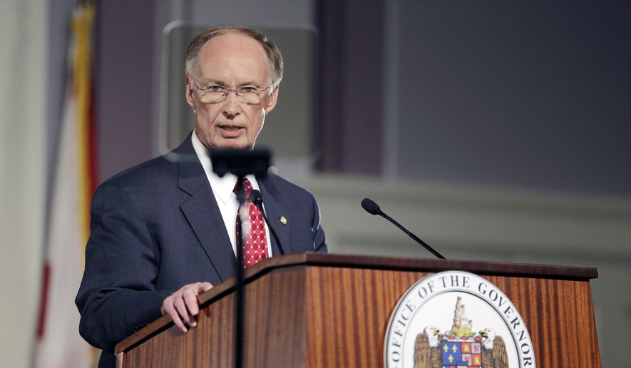 Alabama Gov. Robert Bentley speaks during the annual State of the State address at the Capitol in Montgomery on March 3, 2015. (Associated Press) **FILE**