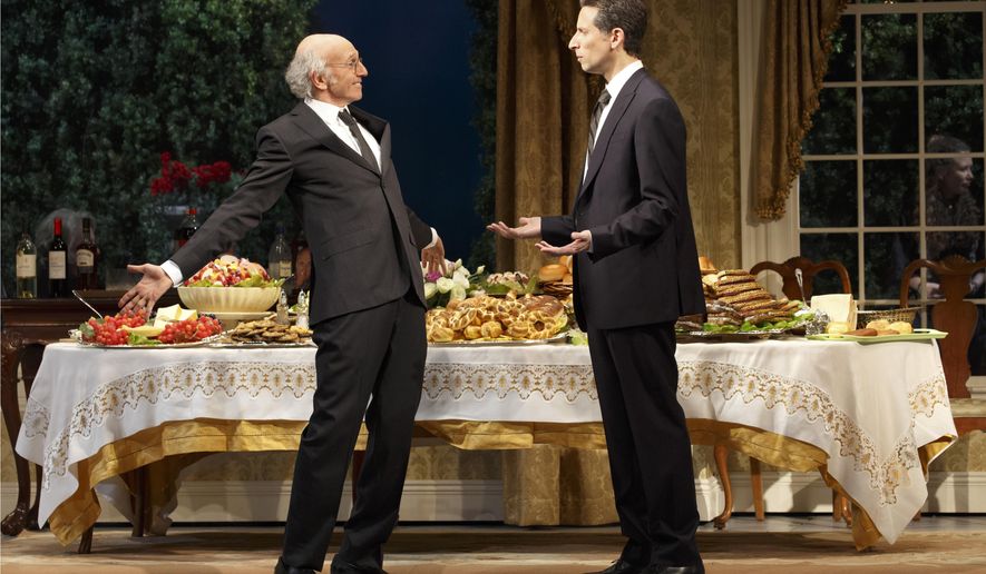 This image released by Philip Rinaldi Publicity shows Larry David, left, and Ben Shenkman during a performance of the comedy &amp;quot;Fish in the Dark,&amp;quot; at the Cort Theatre in New York. (AP Photo/Philip Rinaldi Publicity, Joan Marcus)