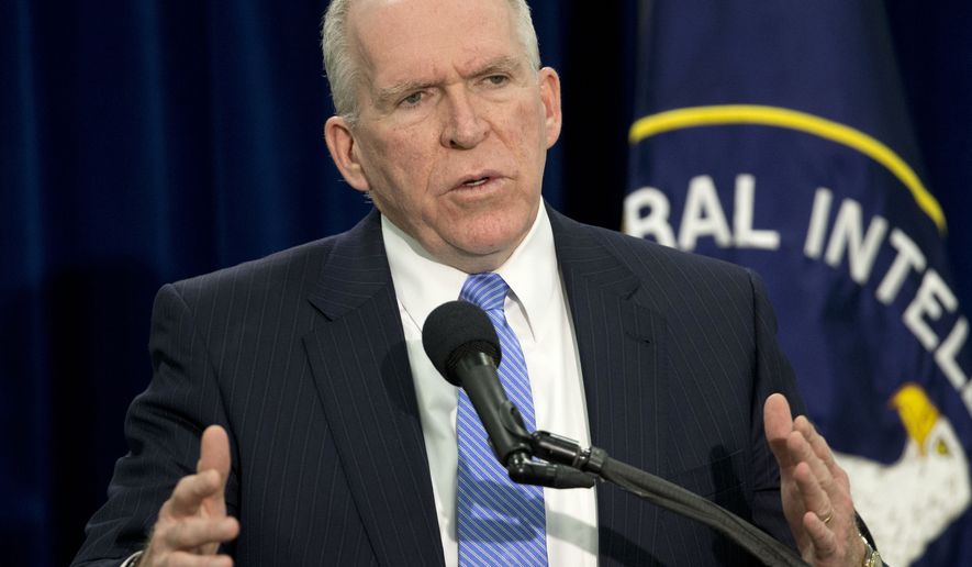 FILE - In this Dec. 11, 2014 file photo, CIA Director John Brennan speaks during a news conference at CIA headquarters in Langley, Va. Brennan has ordered a sweeping reorganization of the spy agency, an overhaul designed to make its leaders more accountable, enhance the agency&amp;#8217;s cyber capabilities and shore up espionage gaps exacerbated by a decade of focus on counterterrorism.  (AP Photo/Pablo Martinez Monsivais, File)