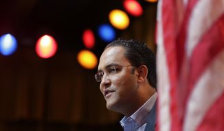 Rep. Will Hurd, R-Texas, speaks to the South San Antonio Chamber of Commerce, Wednesday, Feb. 18, 2015, in San Antonio. (AP Photo/Eric Gay) ** FILE **