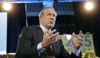 Former New York Gov. George Pataki speaks during the Iowa Agriculture Summit, Saturday, March 7, 2015, in Des Moines, Iowa. (AP Photo/Charlie Neibergall)