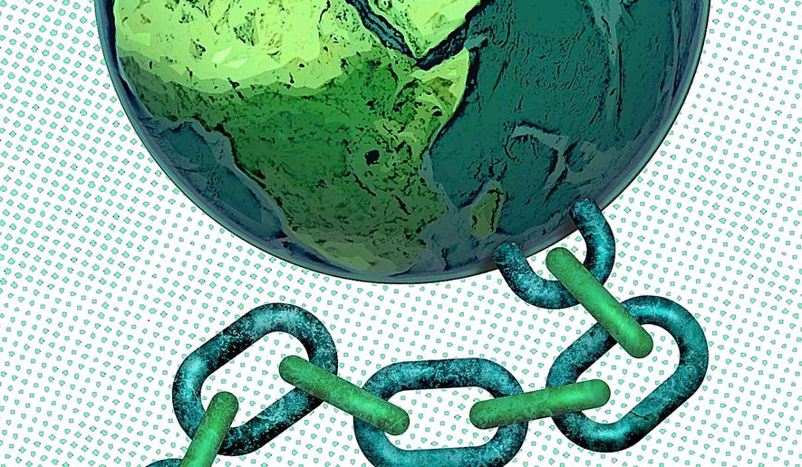 Chained to Bad Climate Policy Illustration by Greg Groesch/The Washington Times