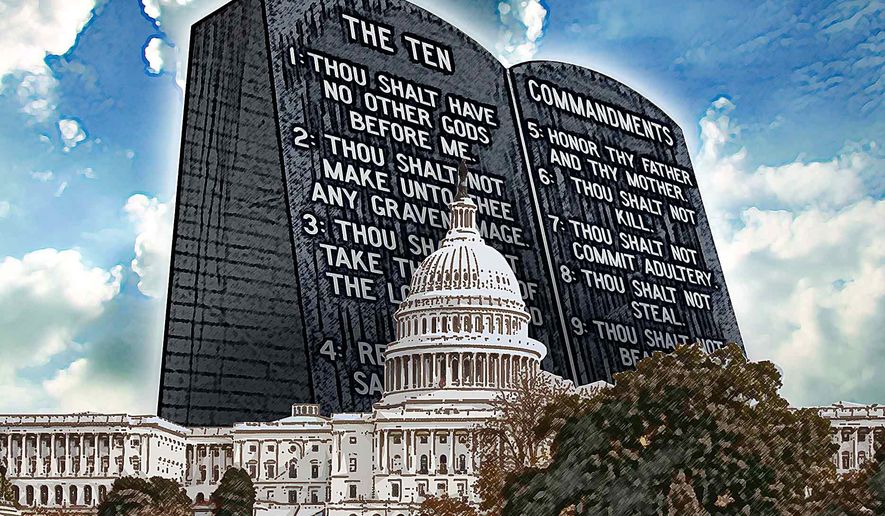 Ten Commandments Loom Over the Capitol Illustration by Greg Groesch/The Washington Times