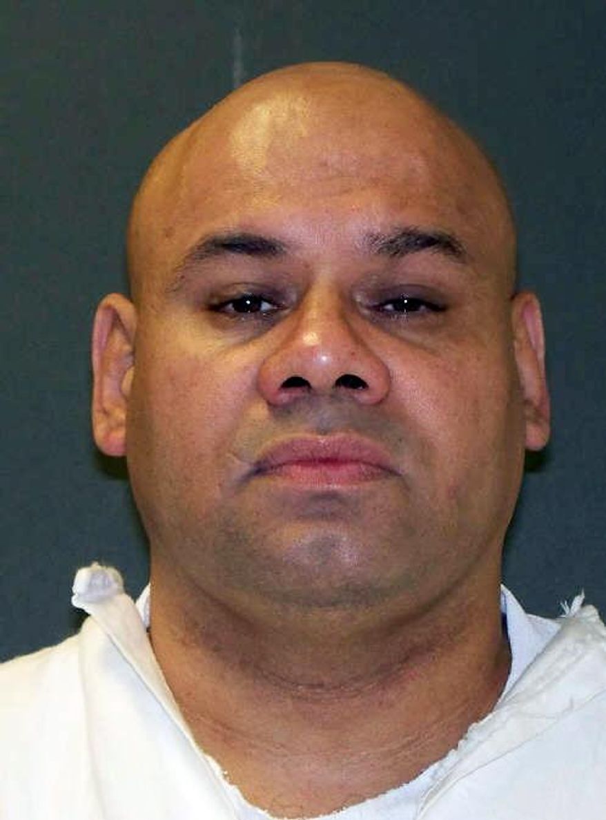 This undated handout photo provided by the Texas Department of Criminal Justice shows Manuel Vasquez. He is scheduled for execution Wednesday, March 11, 2015 for the ordered murder of a San Antonio woman who ignored a 10 percent street tax on drugs _ known as a “dime.” (AP Photo/Texas Department of Criminal Justice)
