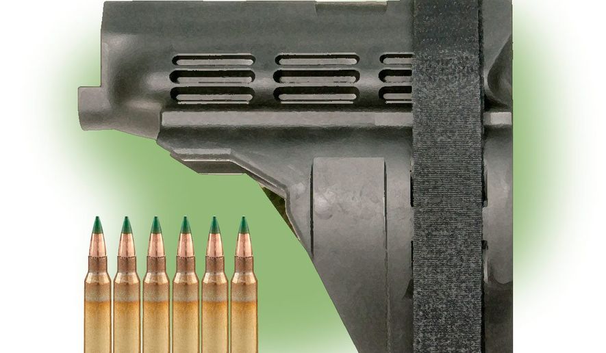 Green tipped M855 ammunition and an SIG brace    The Washington Times
