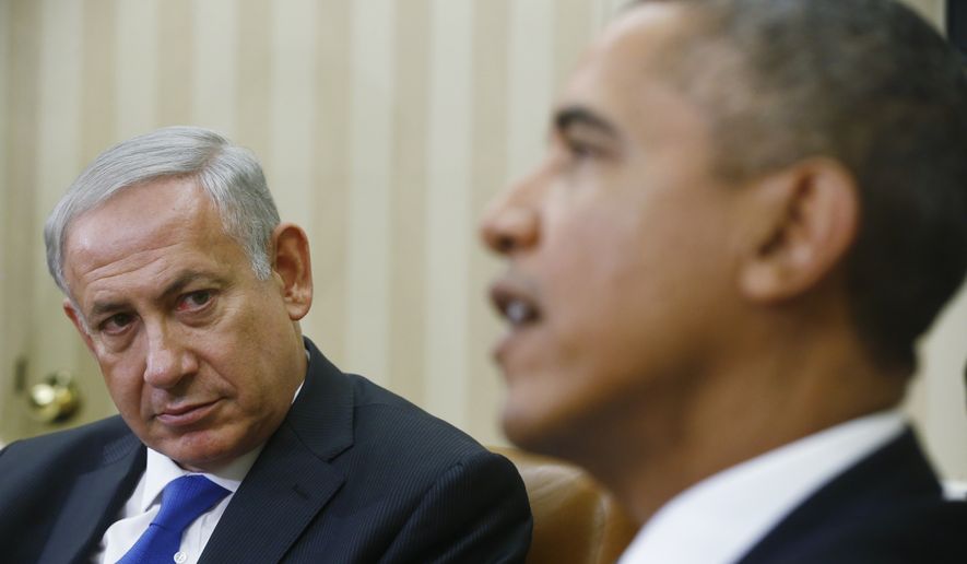 President Obama meets with Israeli Prime Minister Benjamin Netanyahu in the Oval Office at the White House in Washington on Sept. 30, 2013. (Associated Press) **FILE**