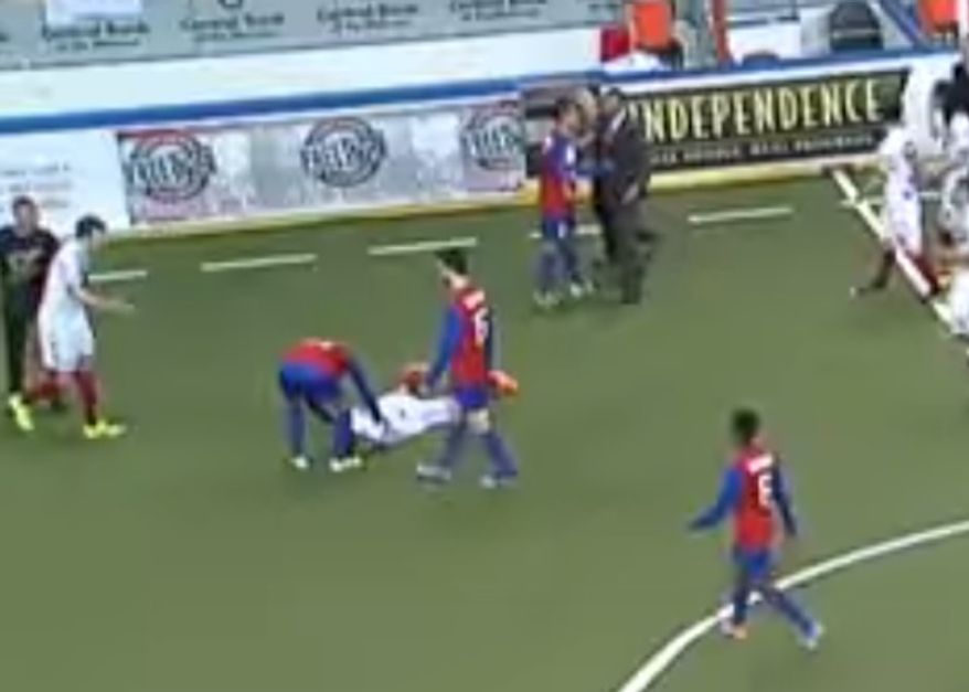 Missouri Comets defender Andre Braithwaite has been released from the team after he angrily headbutted an opponent following a 10-7 playoff loss to the Baltimore Blast. (YouTube)