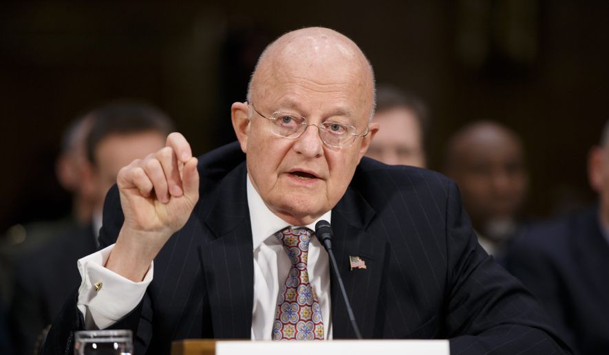 Director of National Intelligence James Clapper testifies on Capitol Hill in Washington, Thursday, Feb. 26, 2015, before the Senate Armed Services Committee to deliver the annual assessment by intelligence agencies of the top dangers facing the country. (AP Photo/J. Scott Applewhite) ** FILE **