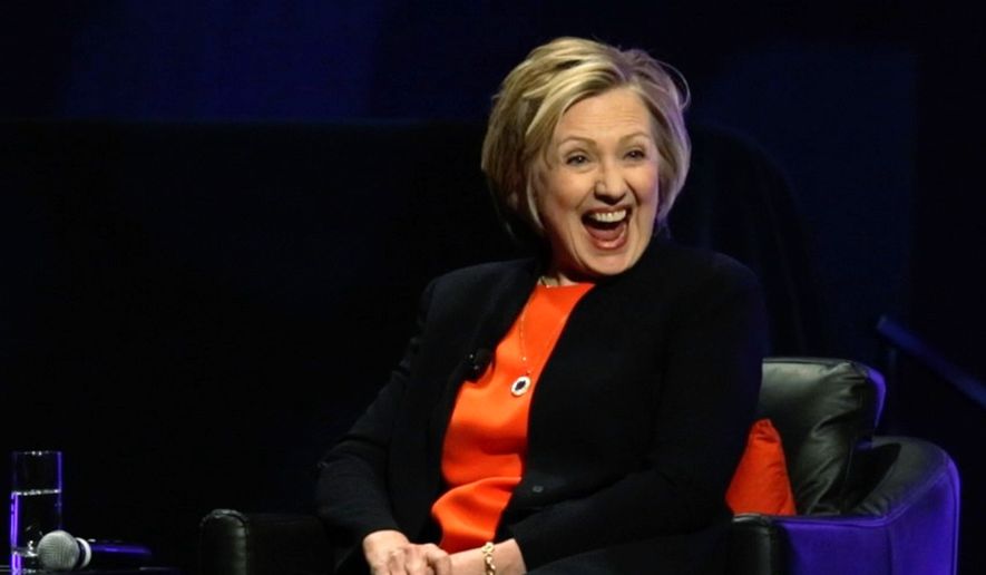 Hillary Clinton is the keynote speaker at the American Camp Association, New York and New Jersey&amp;#8217;s Tri State CAMP Conference at the Atlantic City Convention Center, in Atlantic City, NJ, Thursday, March 19, 2015. (AP Photo/The Press of Atlantic City, Michael Ein)