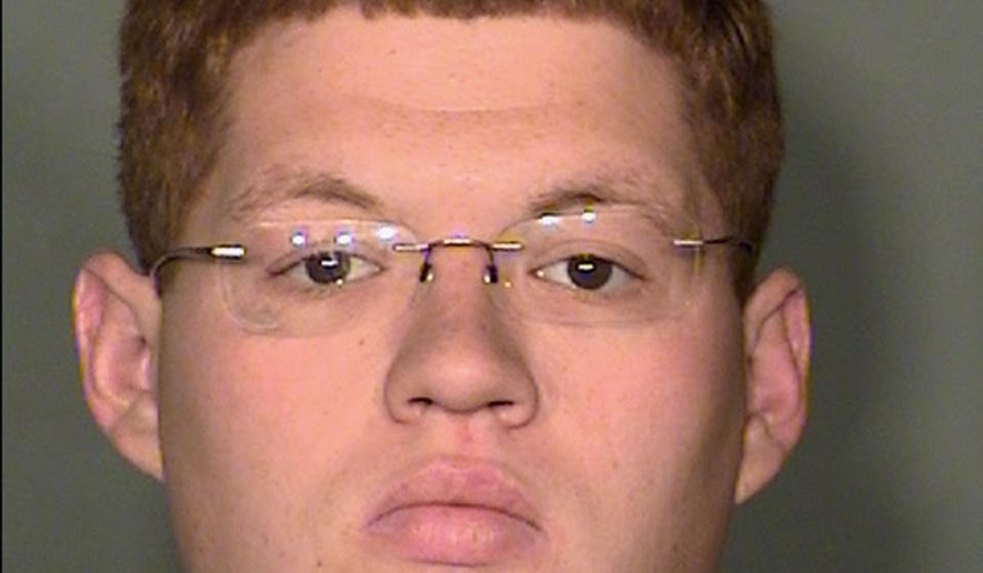 This March 20, 2015 law enforcement booking photo from the Clark County, Nev., Detention Center shows Derrick Andrews, 26, of Las Vegas. Andrews was arrested following his indictment Friday with Erich Milton Nowsch Jr. on felony murder, attempted murder, weapon and conspiracy charges in the Feb. 12, 2014, shooting of Tammy Meyers, 44, in a Las Vegas neighborhood cul-de-sac. Prosecutors allege that Andrews drove the vehicle from which shots were fired. (AP Photo/Clark County Detention Center)