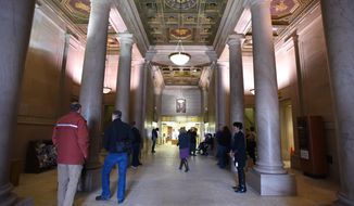 The Woodward Avenue entrance of the Detroit Public Library&#39;s 1921-built main branch is shown. The Detroit Public Library main branch is recognizing 150 years in operation. A public anniversary celebration is planned from 5 p.m. to 9 p.m. Wednesday, March 25, 2015, at the building in Detroit&#39;s Midtown. (AP Photo/The Ann Arbor News, Tanya Moutzalias) LOCAL TELEVISION OUT; LOCAL INTERNET OUT
