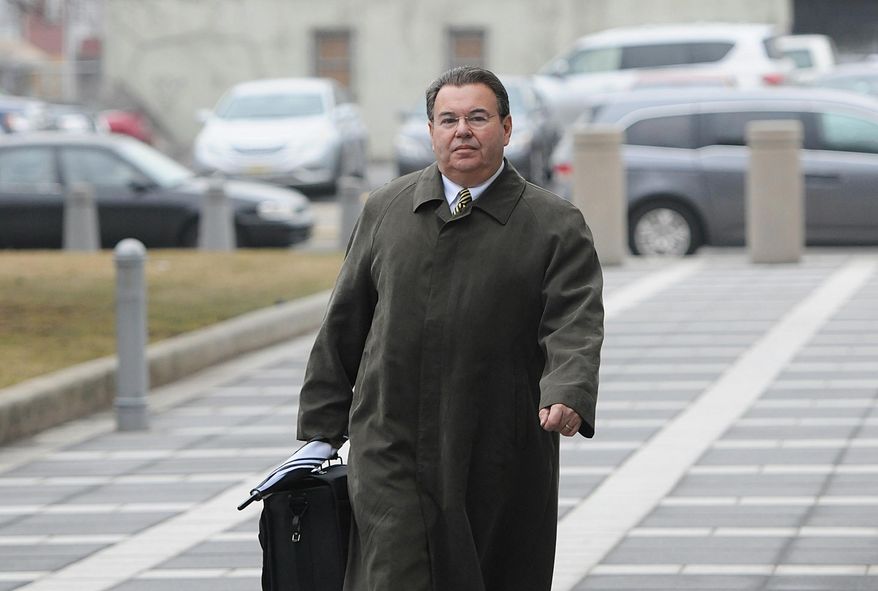 Joseph A. Ferriero arrives for the racketeering trial at the federal courthouse in Newark, NJ on Thursday, March 26, 2015. The defense began presenting witnesses Thursday afternoon in the racketeering trial of Ferriero, the former Bergen County Democratic leader, after asking U.S. District Judge Esther Salas to dismiss the case for lack of evidence. Prosecutors, rested their case Thursday morning after calling 21 witnesses over the last five weeks. (AP Photo/Northjersey.com, Mitsu Yasukawa)