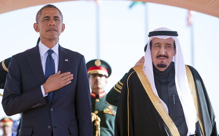 Saudi King Salman bin Abdulaziz (right) quickly put together a coalition last week to raid Yemen by air and position forces for an incursion by land. The regime has told President Obama that it simply will not tolerate an Iranian puppet state on its border. (Associated Press)