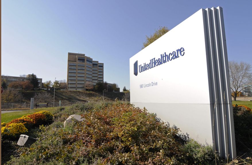 This Tuesday, Oct. 16, 2012, file photo, shows a portion of The UnitedHealth Group Inc.'s campus in Minnetonka, Minn. (AP Photo/Jim Mone, File)