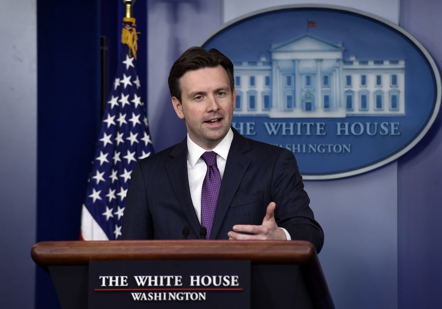 White House press secretary Josh Earnest speaks during the daily briefing at the White House in Washington, Tuesday, March 31, 2015. Earnest answered questions about Iran and the various conflicts in the Middle East. (AP Photo/Susan Walsh)