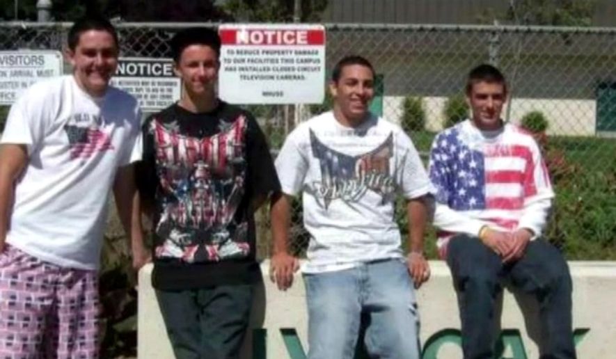 Students at Live Oak High School in Morgan Hill, Calif. wear patriotic clothes on Cinco de Mayo, 2010. (Associated Press) ** FILE **