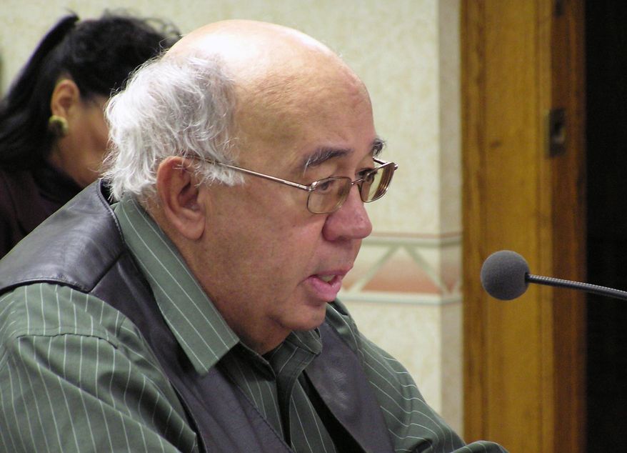 FILE - This Dec. 6, 2004 file photo shows Michael Jandreau, chairman of the Lower Brule Sioux Tribe, in Pierre, S.D. An attorney for the tribe says Jandreau died at a Sioux Falls hospital on Friday, April, 3, 2015. (AP Photo/Joe Kafka, File)