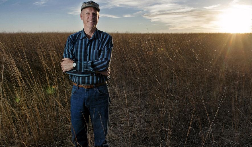 ADVANCED FOR RELEASE SUNDAY, APRIL 5, 2015 Frank Andelt poses for a portrait on Monday, March 30, 2015 on one of his CRP lands. Andelt won this year's Howard Wiegers Conservation Award. (AP Photo/Lincoln Journal Star, Tessa Lighty)