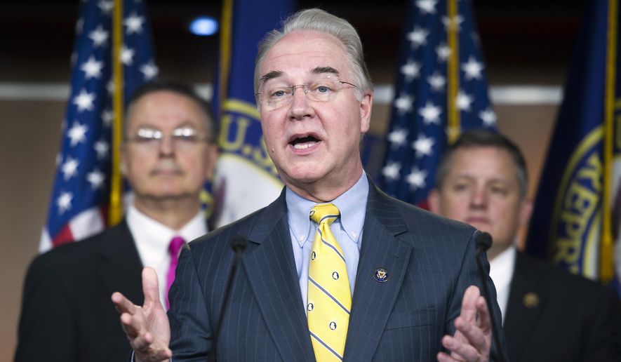 House Budget Committee Chairman Rep. Tom Price, R-Ga. speaks during a news conference on Capitol Hill in Washington in this March 17. 2015, file photo. (AP Photo/Cliff Owen, File)