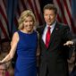 Sen. Rand Paul, R-Ky., joined by his wife, Kelley Ashby, arrives to announce the start of his presidential campaign, Tuesday, April 7, 2015, at the Galt House Hotel in Louisville, Ky. (AP Photo/Carolyn Kaster) ** FILE **