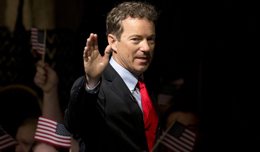A Quinnipiac University poll released Thursday showed Sen. Rand Paul performing better against Hillary Rodham Clinton in Iowa and Colorado, both swing states, than did Mike Huckabee, former Florida Gov. Jeb Bush, Sen. Marco Rubio of Florida and Wisconsin Gov. Scott Walker. (Associated Press)