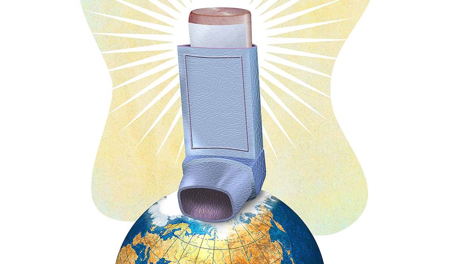 Inhaler Saves Environmental Agenda Illustration by Greg Groesch/The Washington Times