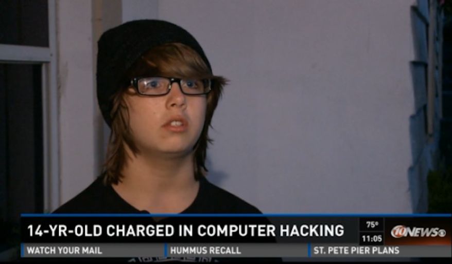 Domanik Green, an eighth-grader at at Paul R. Smith Middle School, was arrested in Pasco County on cybercrime charges last week after he gained unauthorized access to his teacher&#x27;s computer and changed the desktop image to a photo of two men kissing. (WTSP-TV)