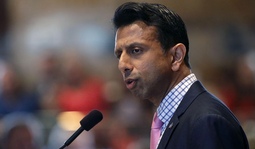 Louisiana Gov. Bobby Jindal addresses the opening session of the Louisiana State Legislature in Baton Rouge, La., Monday, April 13, 2015. (AP Photo/Gerald Herbert, Pool)