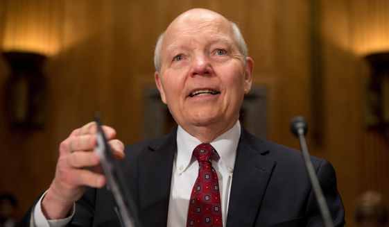 Internal Revenue Service (IRS) Commissioner John Koskinen testifies on Capitol Hill in Washington, Wednesday, April 15, 2015, before the Senate Homeland Security and Governmental Affairs Committee hearing to examine IRS challenges in implementing the Affordable Care Act. (AP Photo/Andrew Harnik)