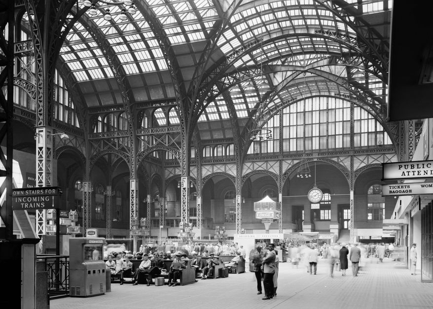 FILE - This April 24, 1962 file photo provided by theLibrary of Congress shows the main concourse of the original Pennsylvania Station in New York. The original station, a Beaux Arts masterpiece of soaring beauty, classical columns and natural light, was torn down in 1963. Fifty years ago Mayor Robert Wagner signed the Landmarks Law, ending decades of hard-fought efforts to save New York City’s historic character but not before some major architectural losses, including the massive McKim, Mead & White-designed Pennsylvania Station. (Cervin Robinson/Library of Congress VIA AP, File)