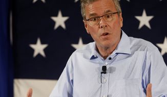 Former Florida Gov. Jeb Bush speaks at a Republican Leadership Summit in Nashua, N.H., April 17, 2015. (Associated Press) ** FILE **