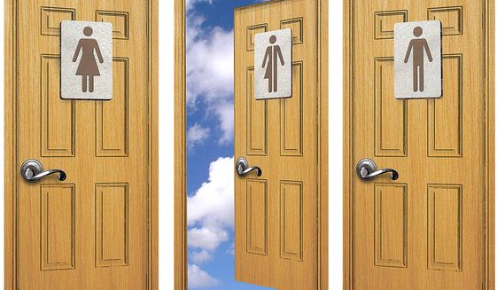 Transgender bathroom illustration by Greg Groesch/The Washington Times