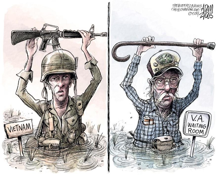 This May 14, 2014 editorial cartoon by Buffalo News cartoonist Adam Zyglis and provided by Columbia University shows one of 20 editorial cartoons that earned Zyglis a 2015 Pulitzer Prize for Editorial Cartooning, it was announced Monday, April 20, 2015, at Columbia University in New York. (Adam Zyglis, Buffalo News, Columbia University via AP)